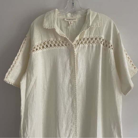 Like New Maurie and Eve Golden Hour Maxi Linen Crochet Dress Off White 8 - Picture 3 of 9